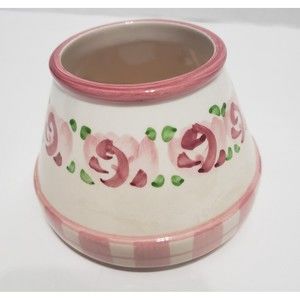 Small Candle Holder Shade Topper Waxcessories Ceramic Pink Flowers White Flaw